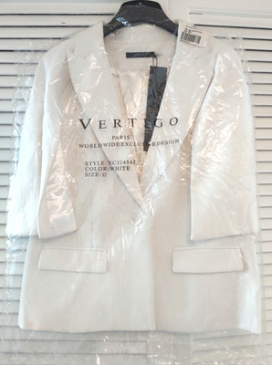 New Vertigo Paris White Cape Blazer Jacket Capelet Tailored size 12 New