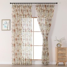 Pinch Pleated Sheer Curtains 84 Inches Long 2 Panels Set, Extra Wide Sheer Fl...
