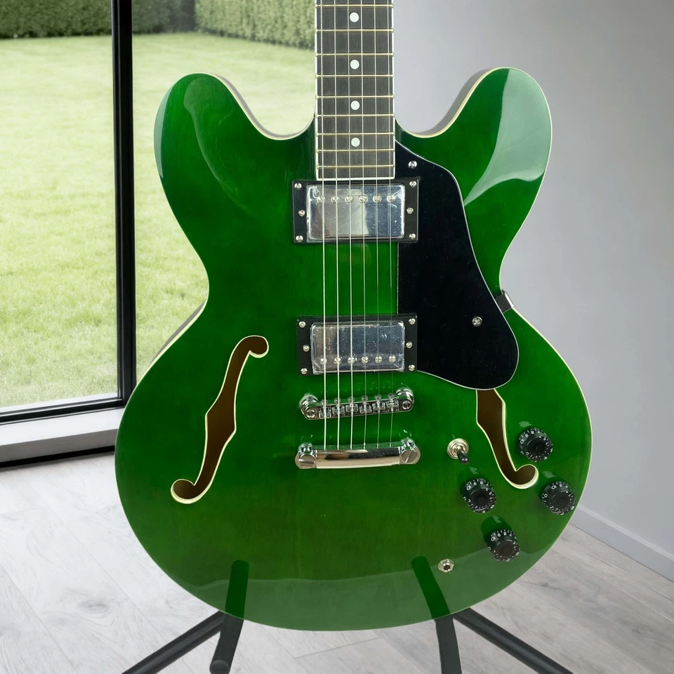 Green ES335Electric Guitar Christmas Gift F-Hole Chrome Hardware Black Pickguard - Image 2 of 4
