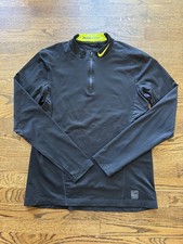 Nike Pro Dri-Fit Fitted Men's Quarter Zip Pullover Large Black Neon Yellow