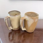 Set of 2 Frankoma Art Pottery Coffee Mugs Beige/Brown Impressed Backstamp