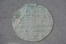 Handcrafted Beige and Blue Rug, 3.4x3.4 ft