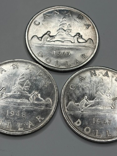 SET Canada 1 Dollar 3 coin 1945-1947-1948