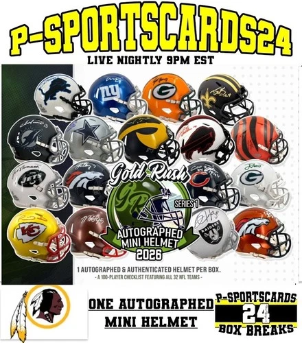 WASHINGTON COMMANDERS 2026 GOLD RUSH SIGNED NFL FOOTBALL MINI HELMET LIVE SUNDAY