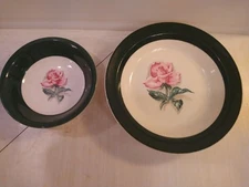 lot of 2 Vintage  Salad/fruit Bowls Pink Rose Green Band one Taylor Smith Taylor