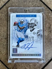 Calvin Johnson 2019 Panini Impeccable Immortal Ink On Card Auto /10 Lions HOF