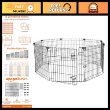 Foldable Octagonal Metal Dog Exercise Pen, Indoor/Outdoor, 8 Panels, 24" High, E