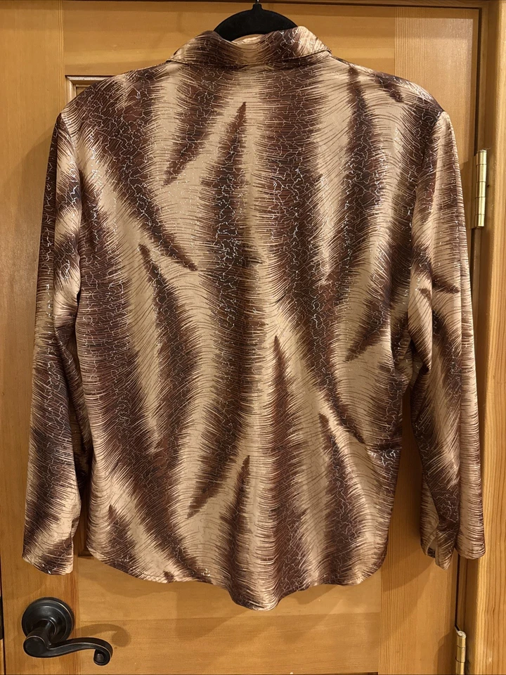 Blusa Feminina Vintage Anos 90 Athaolong Manga Longa Marrom, Bege com Zíper G (52) - Imagem 3 de 4