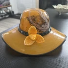 Vintage Murano Style Hand Blown Glass orange and black Hat Bowl 11”