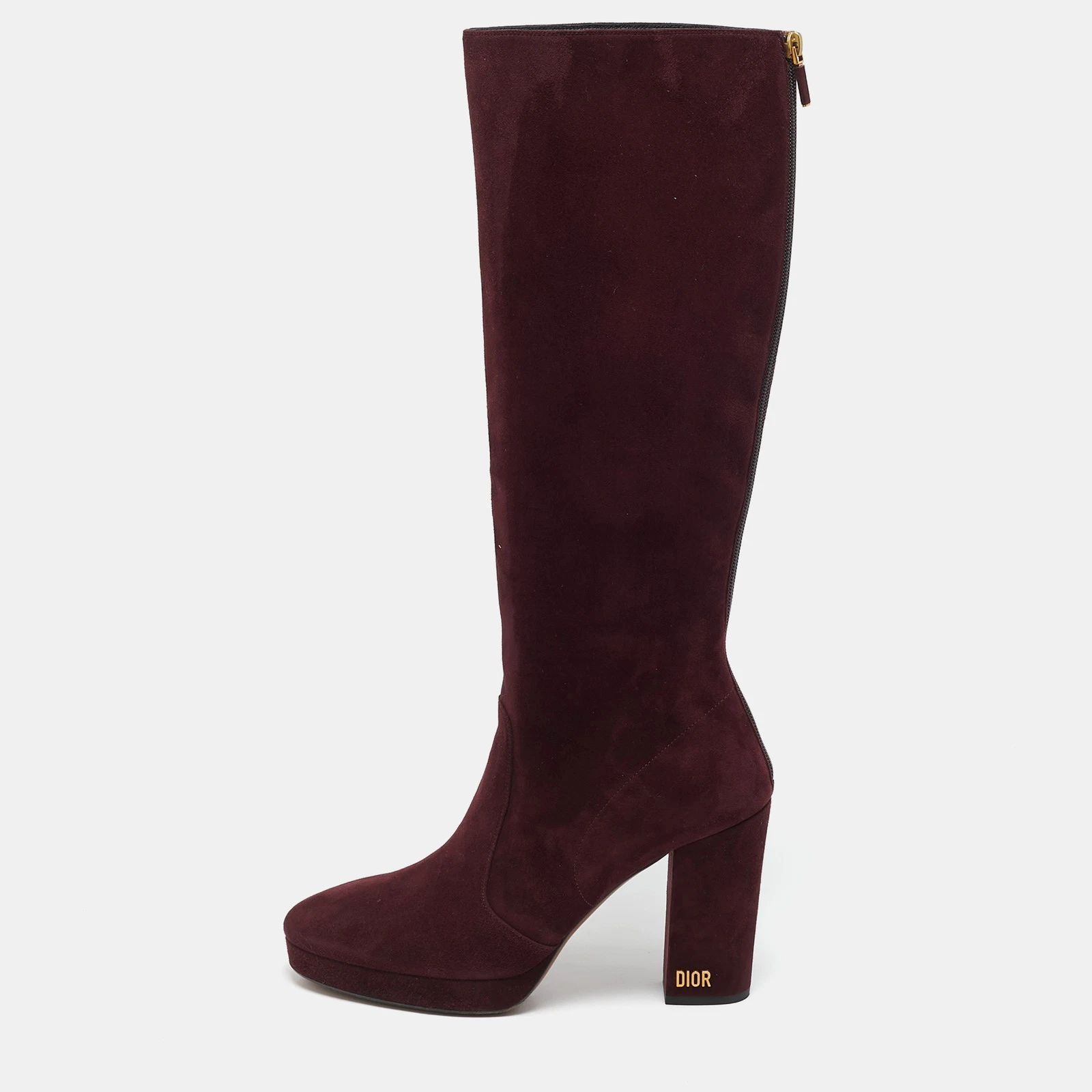 Bottes Dior en daim bordeaux longueur genou pointure 41