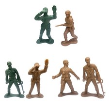 Large Tan  Green Plastic Army Men 3 3/4 - 4 Inches Tall Lot of 6
