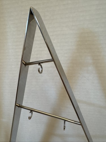 Crate & Barrel 16” Silver Metal Christmas Tree Ornament Display 10 Hooks 2016 EC - Picture 2 of 6