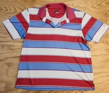 Pro Tour Colorful Striped Golf Polo Shirt Mens XL Lightweight Polyester