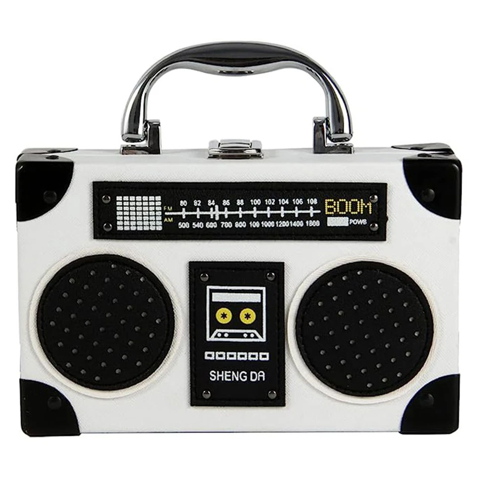 Bolso Bandolera Mujer Vintage en Forma de Radio Cierre con Clip Bolso de Hombro Bolso de Mano Foto 4 de 4