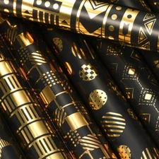 8 Sheets Gift Box Wrapping Paper Thick Black Gold Polka Dot Packaging Material