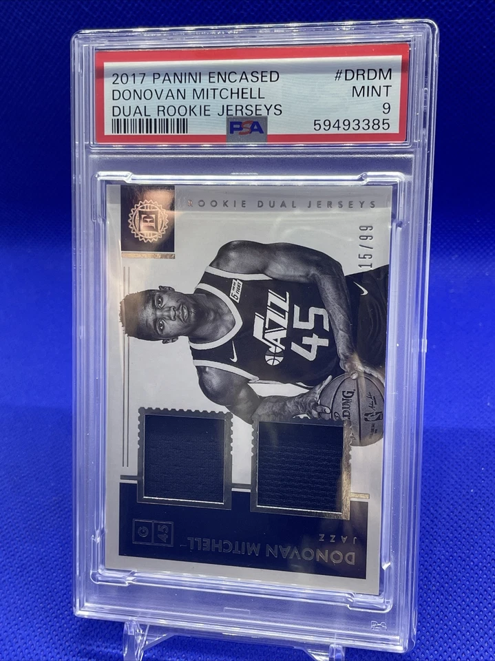 2017-18 Panini Encased Donovan Mitchell Dual Rookie Jerseys /99 PSA 9 Mint SP RC - Image 4 of 4