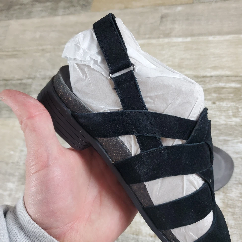 Sandalias Munro Corine para mujer talla 6 M negras gamuza correa ajustable cuña con tiras Foto 4 de 4