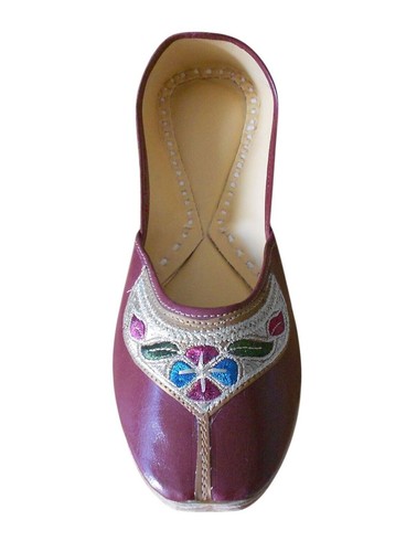 Women Party Shoes Indian Leather Handmade Wedding Jutties Loafers Mojaries US 9 - Picture 2 of 7