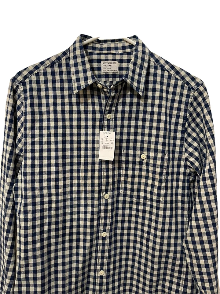 NUEVO CON ETIQUETAS J.Crew Camisa de Vestir Para Hombre ROPA DE TRABAJO AUTÉNTICA Beige Azul A Cuadros Talla XS  Foto 3 de 4