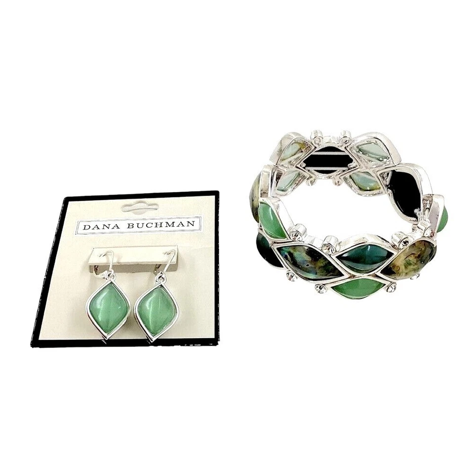 Conjunto de Joyería Dana Buchman Pulsera Pendientes Plateado Modernista Abstracto Regalo Foto 2 de 4