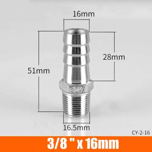 Stainless Male Thread Pipe Fitting x Barb Hose Tail Connector BSP 1/8" to 4" - Bild 23 von 86