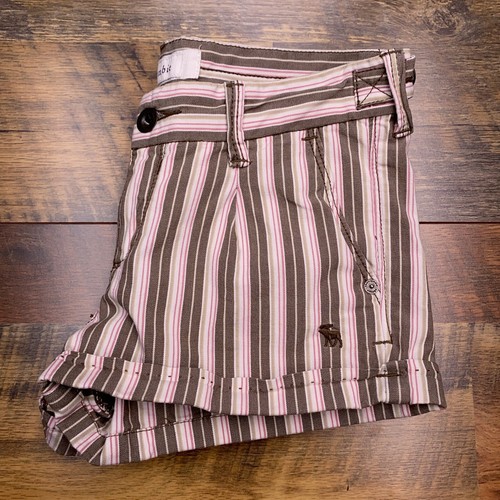 Abercrombie Kids Shorts Girls 14 Brown Striped Stretch - Picture 9 of 12