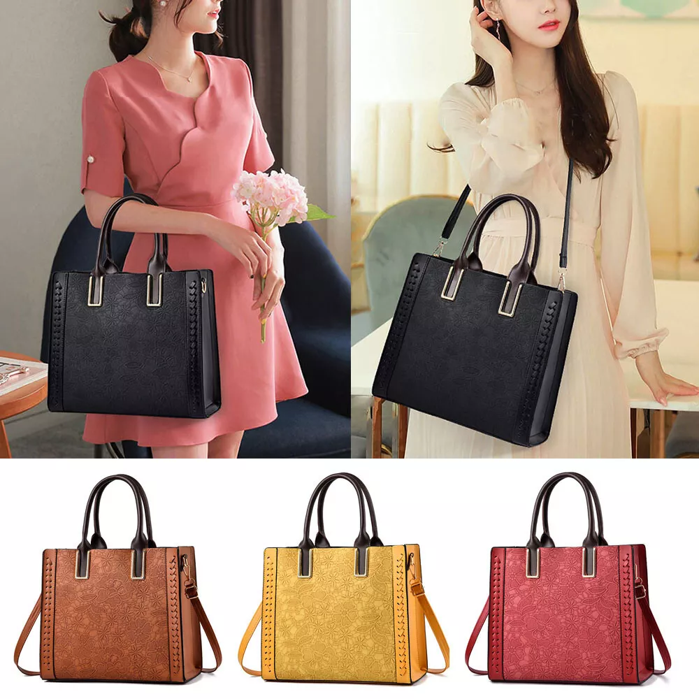 Square Shoulder Bag Large Capacity Floral Printed Leather Handbags
