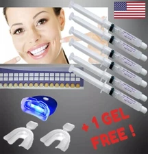 44% Teeth Whitening Oral Gel Kit Best Whitener Dental Bleach LED Light