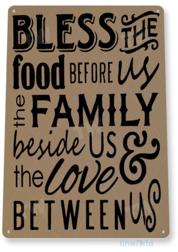 TIN SIGN Bless The Food Before Us Rustic Sign Kitchen Cottage Farm A016 - Afbeelding 1 van 2