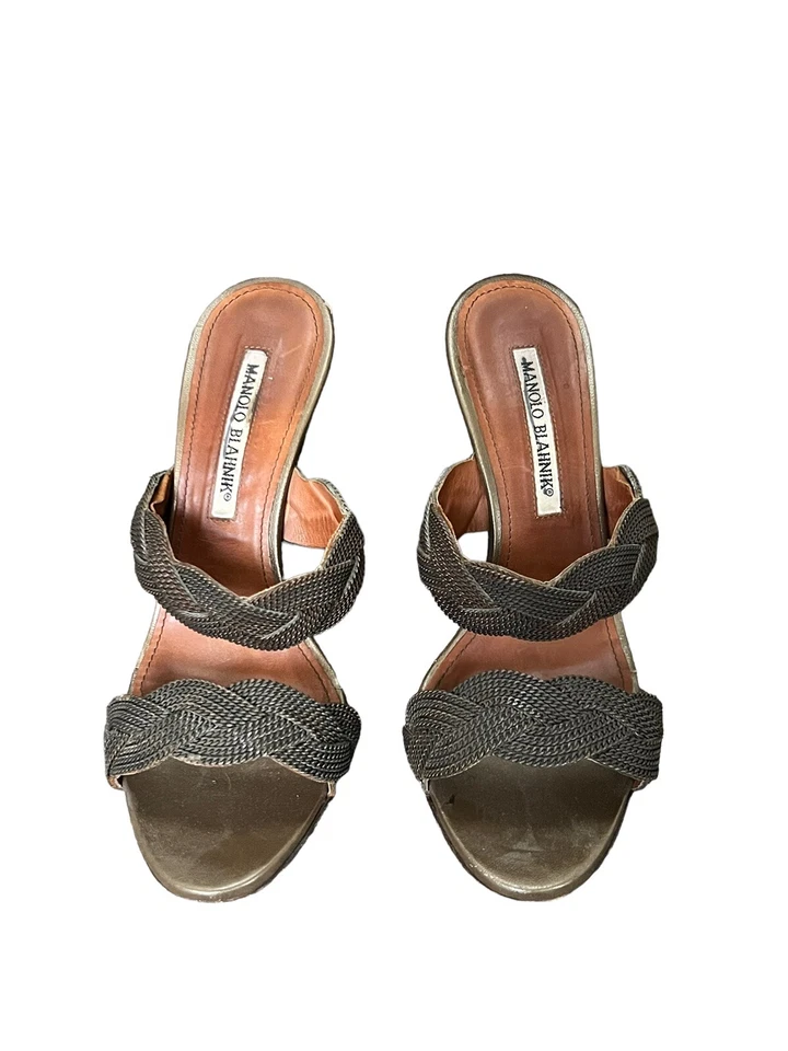 SANDALIAS SIN CORDONES MANOLO BLAHNIK MAGLIA BRONCE CADENA TRENZADA 36,5 6 $1390 Foto 2 de 4