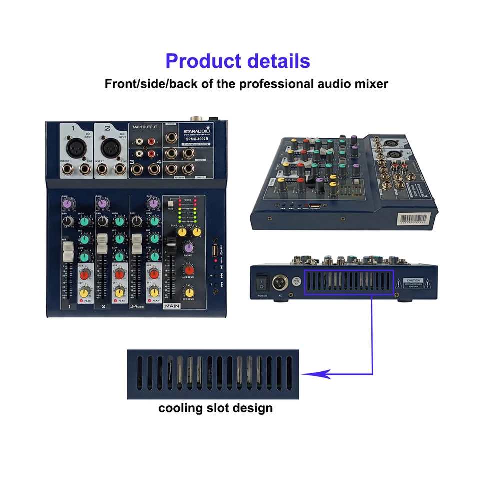 Handheld W/Headset Lavalier Lapel Microphone 4-Channel Sound Mixing USB Console - Image 4 of 4