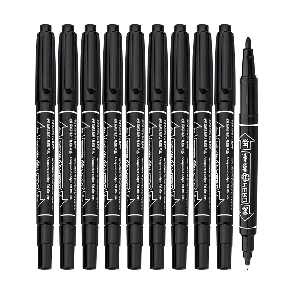 10x Vignette Felt Tip Fineliners Dual Nibs Permanent Marking Pens Black Blue Red - image 2 of 4