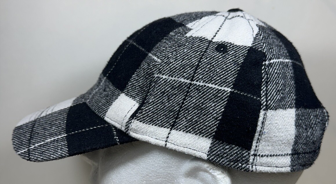 Checkered Blank Hat Gingham Checked Pattern White… - image 3