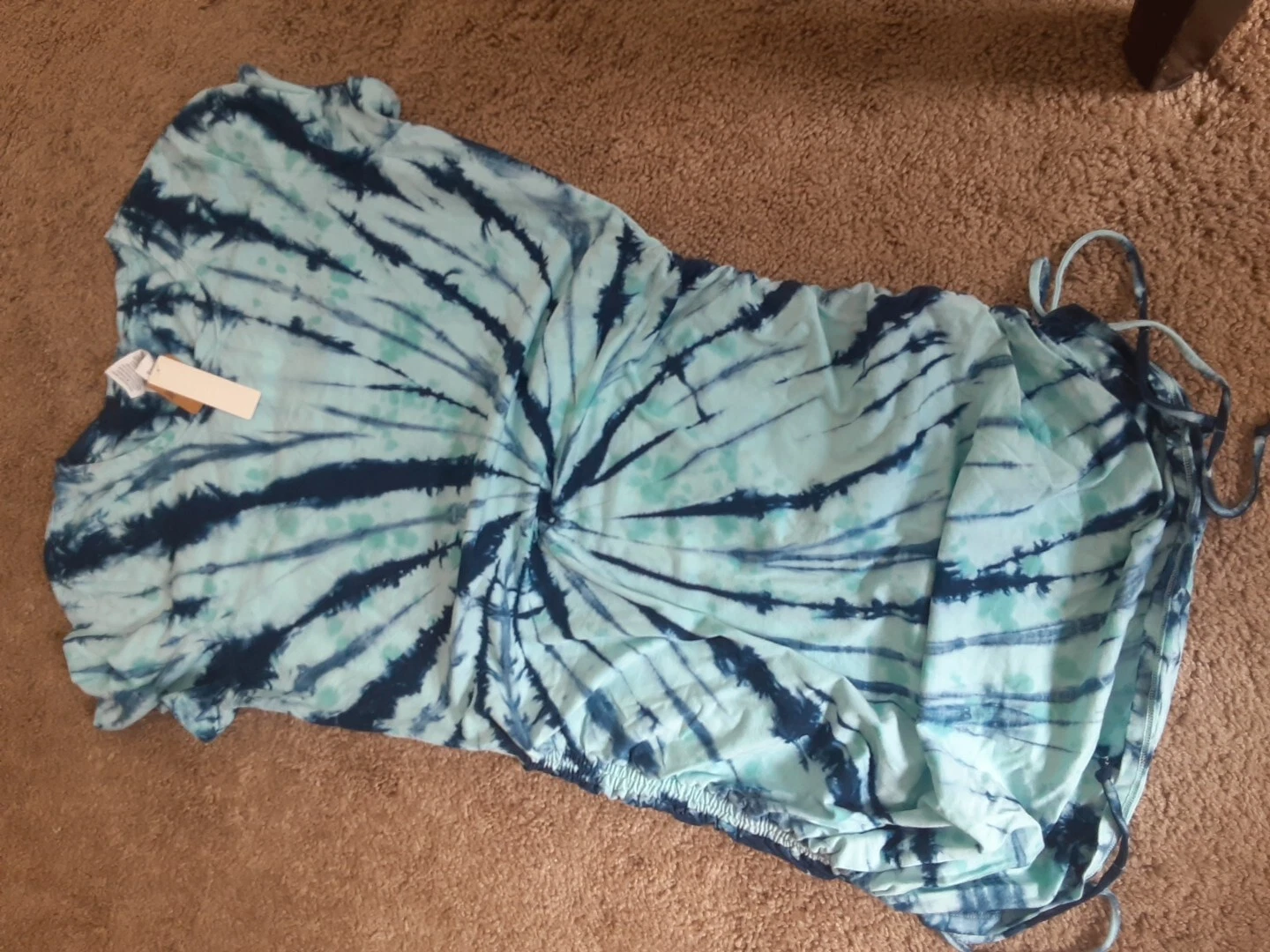 UNDERCOVER Abito Victorias Secret ROSA Tye Dye Turchese Spirale Increspato L HTF Nuovo