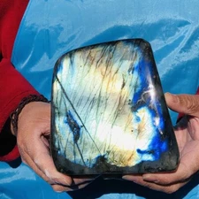 3.71LB Natural Labrador Moonstone Quartz Crystal Free Form Mineral Specimen 2971