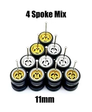 5x MIX 4 Spoke Real Riders Wheels w/ Rubber Tires Sets for 1/64
