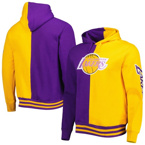 Men's Mitchell & Ness Purple/Gold Los Angeles Lakers Hardwood Classics Split