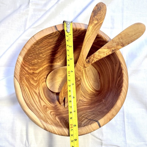 Olive Wood Salad Bowl, Rustic OLIVE Wood Fruit Bowl d22cm - Picture 4 of 6