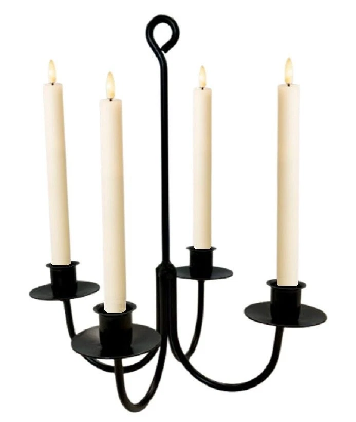 CANDELABRO DE HIERRO FORJADO DE 4 BRAZOS - Soporte cónico colgante rústico artesanal Foto 2 de 3