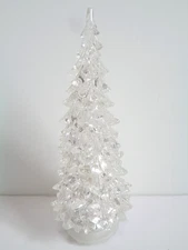 Christmas Tree Clear Acrylic Table Top Decoration LED Lit Light Up Decor 8"