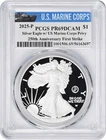 2025-P American Silver Eagle US Marine Corps Privy PR69DCAM FS PCGS Marine Label