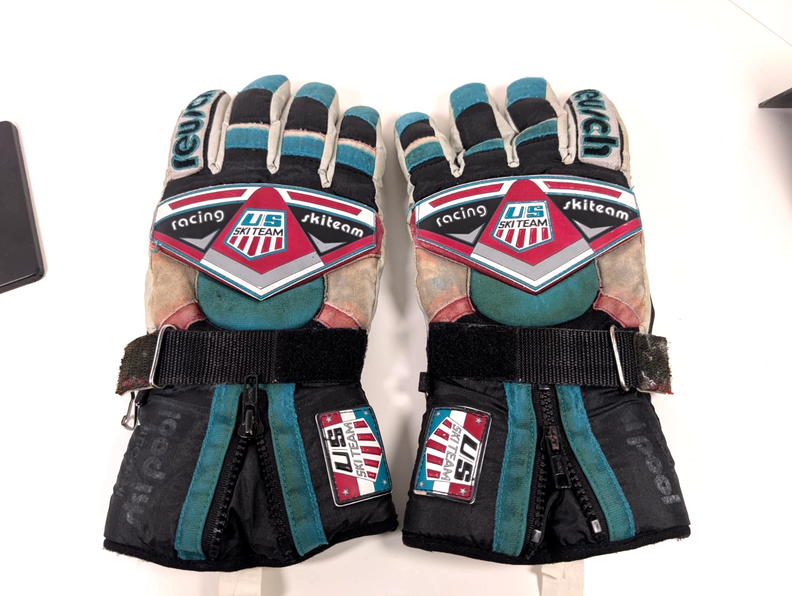 Reusch Size 9.5 US Ski Team Racing Winter Gloves Vintage 80's *Heavily Worn*