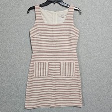 Loft Petites Dress Size 4P Pink Textured Stripe Pocket Womens Sheath Dress
