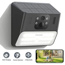 Cinnado Solar Security Camera 2K Wireless Outdoor Cam Human Detection Waterproof