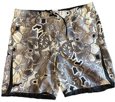 Nike Swim Trunks Men s Medium Floral Board Shorts Gray Black 100 Polyester