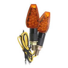 2pcs Motorcycle Turn Signal Light Yellow Lens 14LED Amber Blinker Indicator 10mm