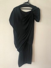 USED PRADA BLACK DRAPED DRESS GOOD