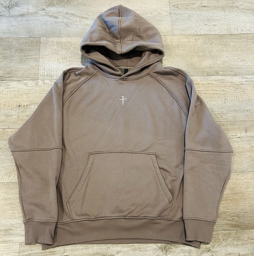 Three Nails Hoodie Mens XL Pullover Deep Taupe Christian Cross NWOT