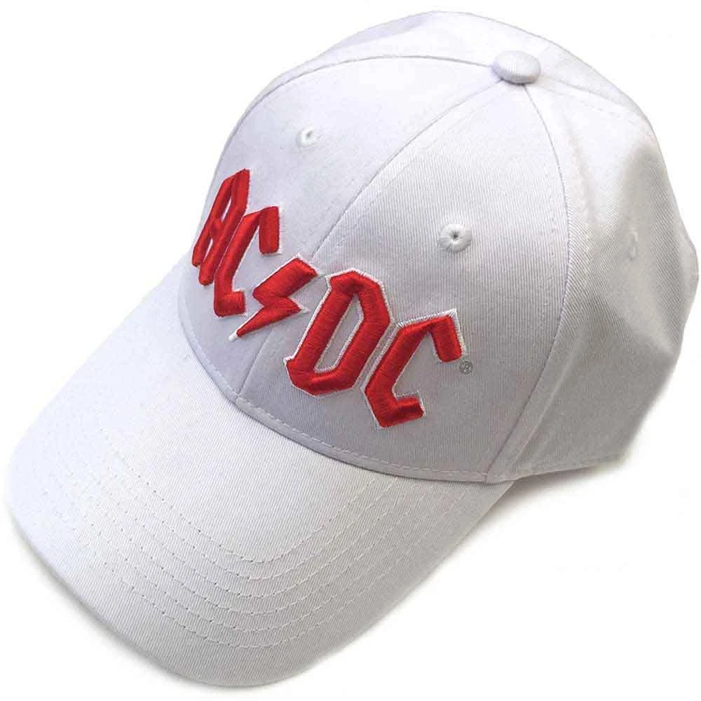 AC/DC Baseball Cap: Red Logo (White) OFFICIAL NEW