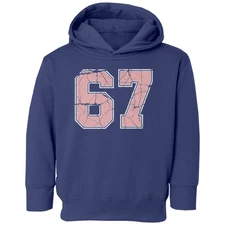 Six Seven 6 7 Meme – Varsity Style 67 Funny Toddler Hooded Sweatshirt